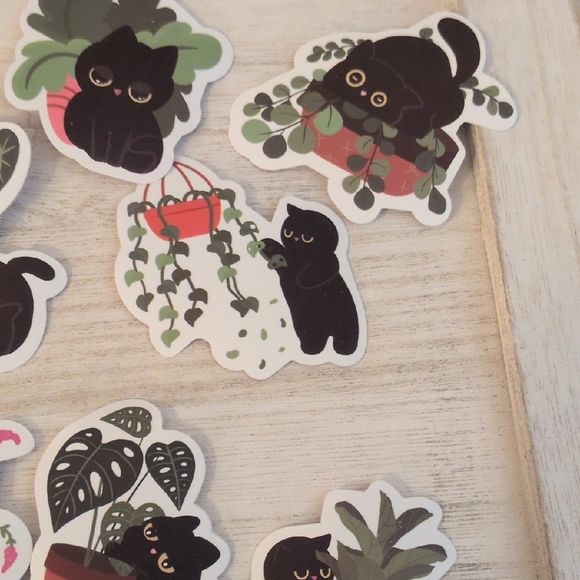 Hallmark Black Cat Plant Stickers - Picture 7 of 11